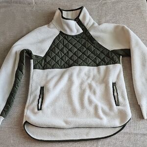 Abercrombie & Fitch Sherpa Feece Pullover Green Quilted Gorpcore Outdoor Size S